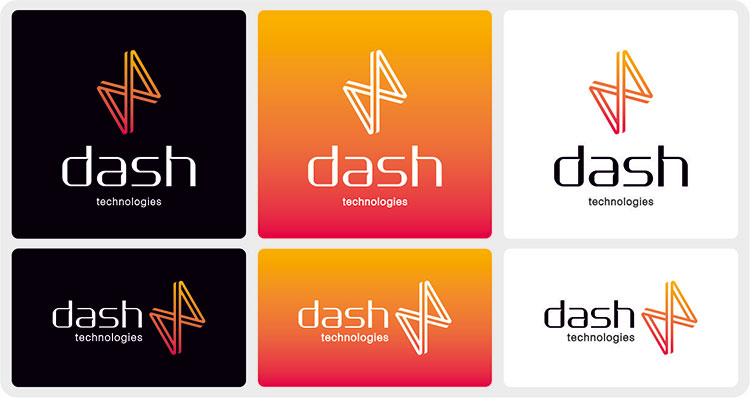 Dash Technologies Logo Variants Floatyourboat Design Branding